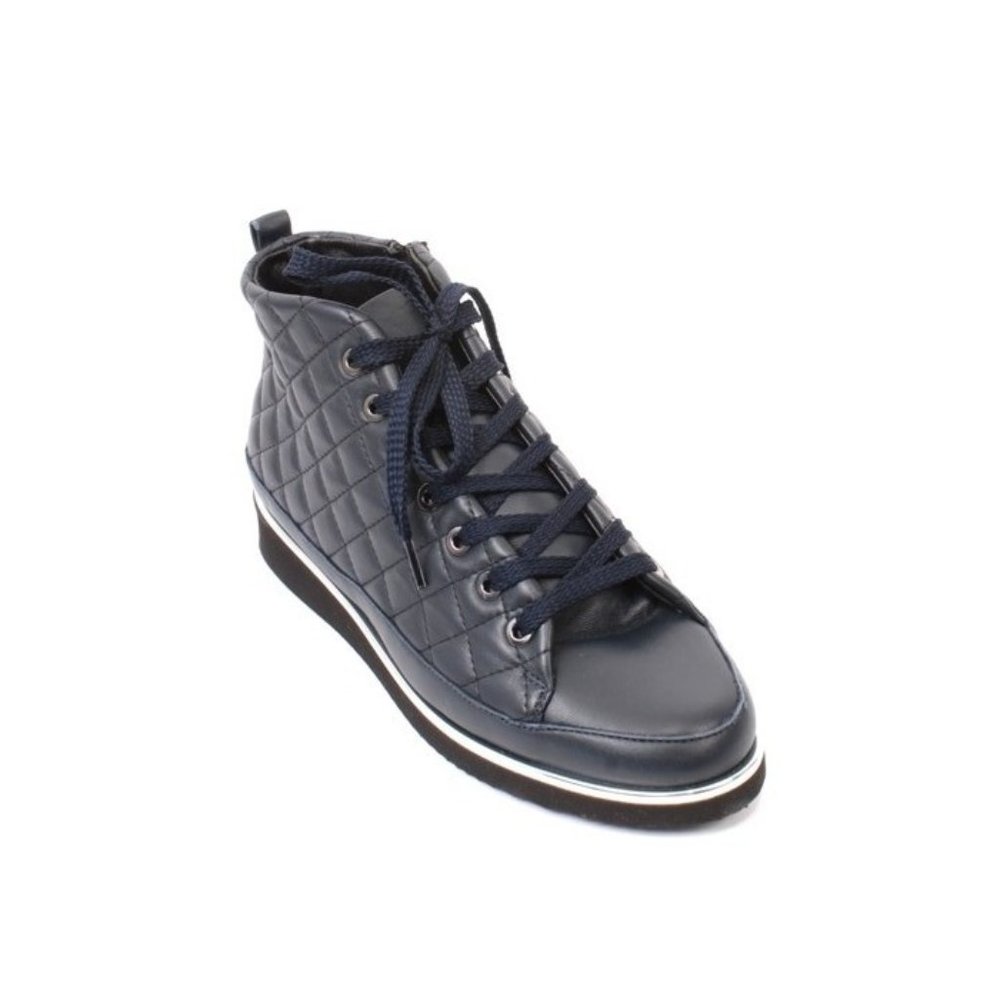 Gianni Ferrante 121b Navy Blue Leather Comfort Wedge Shoes